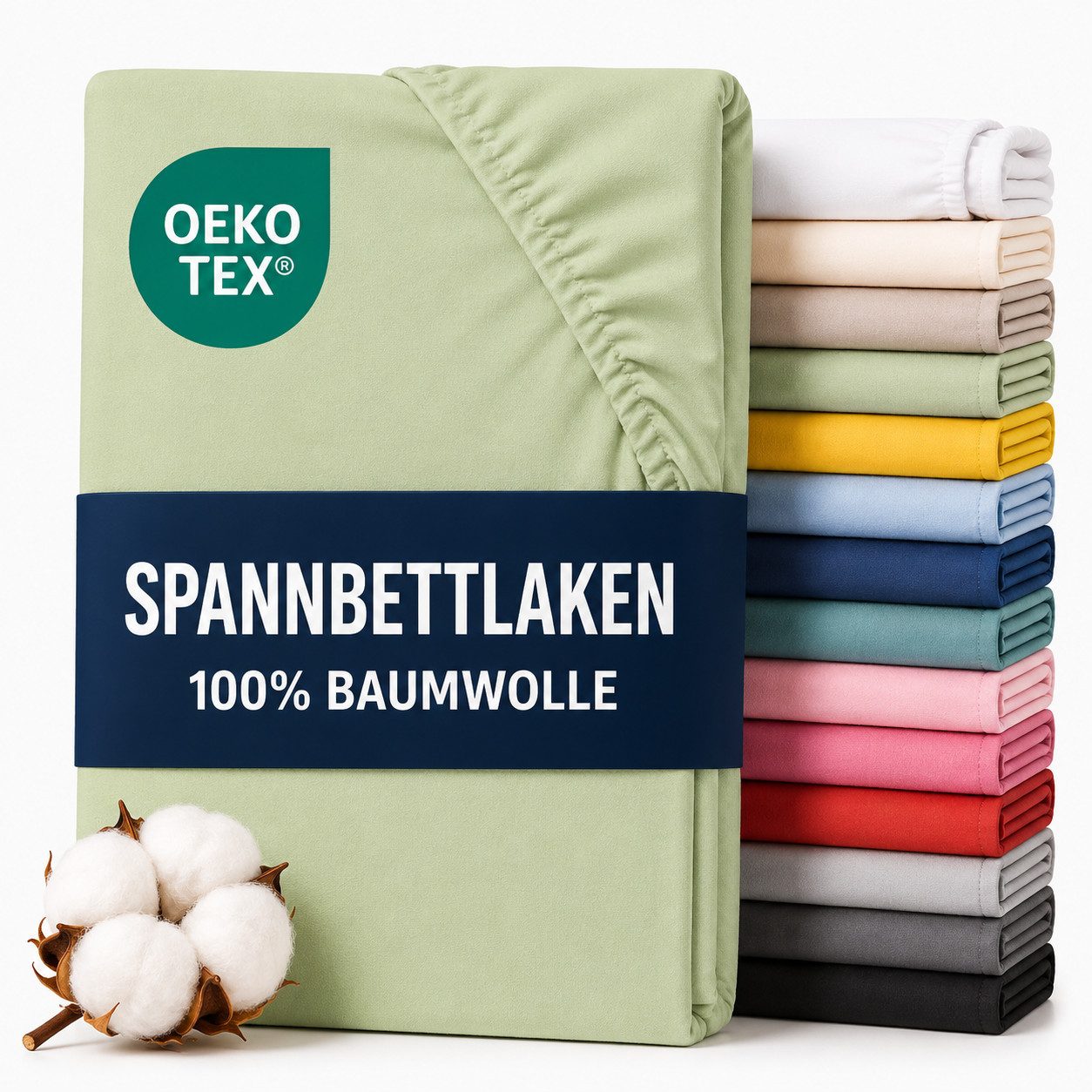 Komfortec Spannbettlaken Premium Jersey Bettlaken 90x200, 140x200, 160x200, 180x200, 200x200 cm, 100% Baumwolle (135g/m), Gummizug: Rundum, (1 Stück), OEKO-TEX® Standard 100, für Matratzen bis 25 cm Höhe, Hotelqualität