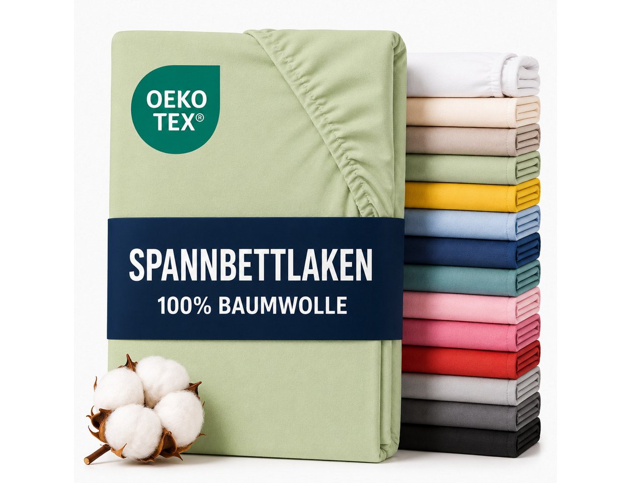Komfortec Spannbettlaken Premium Jersey Bettlaken 90x200, 140x200, 160x200, 180x200, 200x200 cm, 100% Baumwolle (135g/m), Gummizug: Rundum, (1 Stück), OEKO-TEX® Standard 100, für Matratzen bis 25 cm Höhe, Hotelqualität