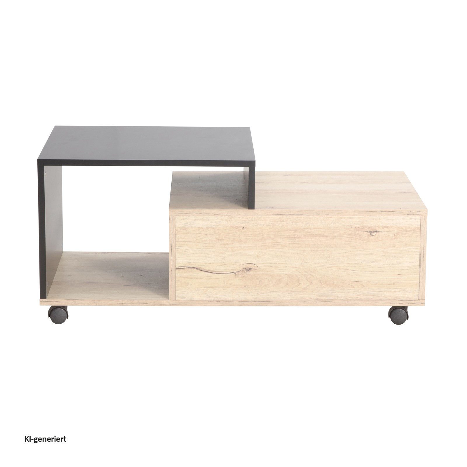 HTI-Living Couchtisch Cedrik auf Rollen mit Schublade Artisaneiche-Schwarz (Stück, 1-St., 1 Couchtisch auf Rollen) – Bild 4 von 5