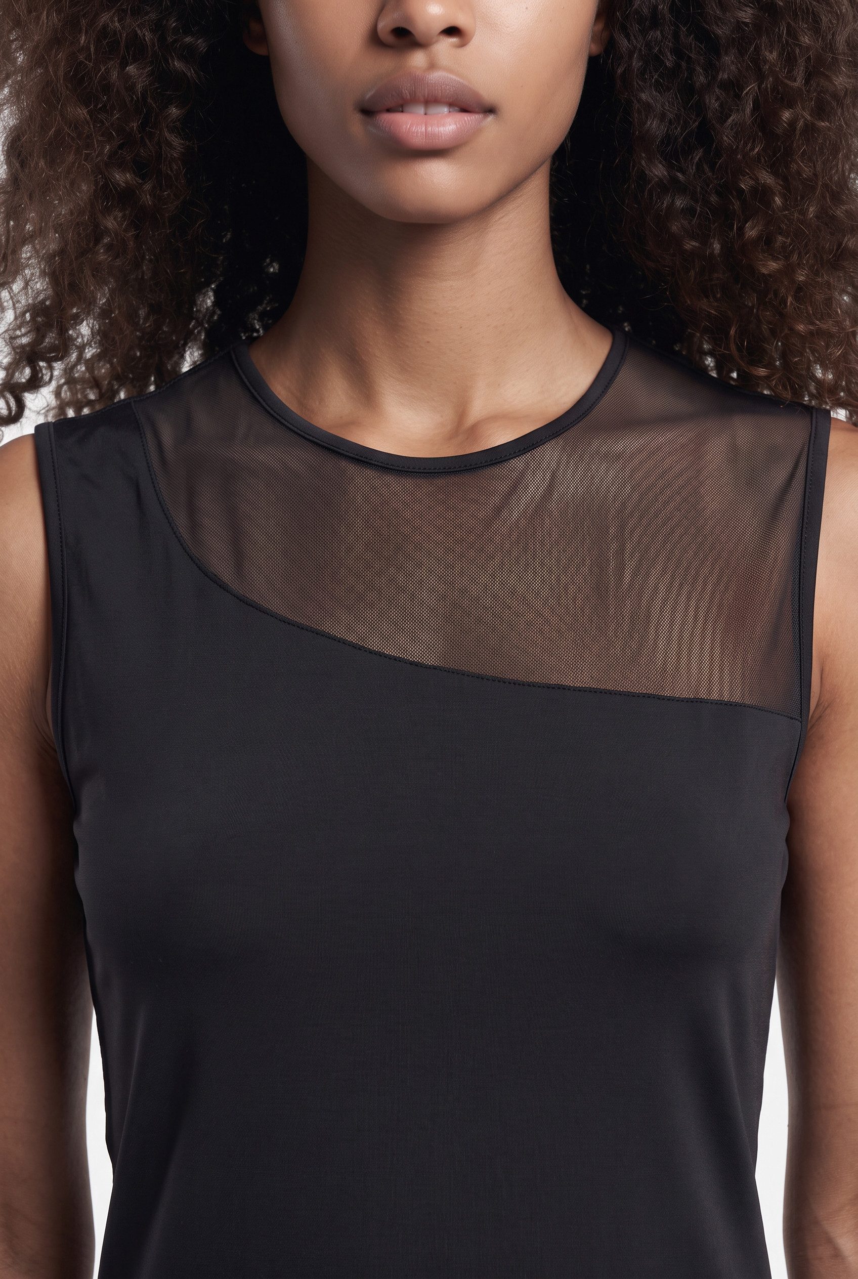 ONLY Rundhalsshirt ONLTABY S/L ASYMMETRIC MESH TOP CS JRS Materialmix, eng geschnitten – Bild 2 von 5