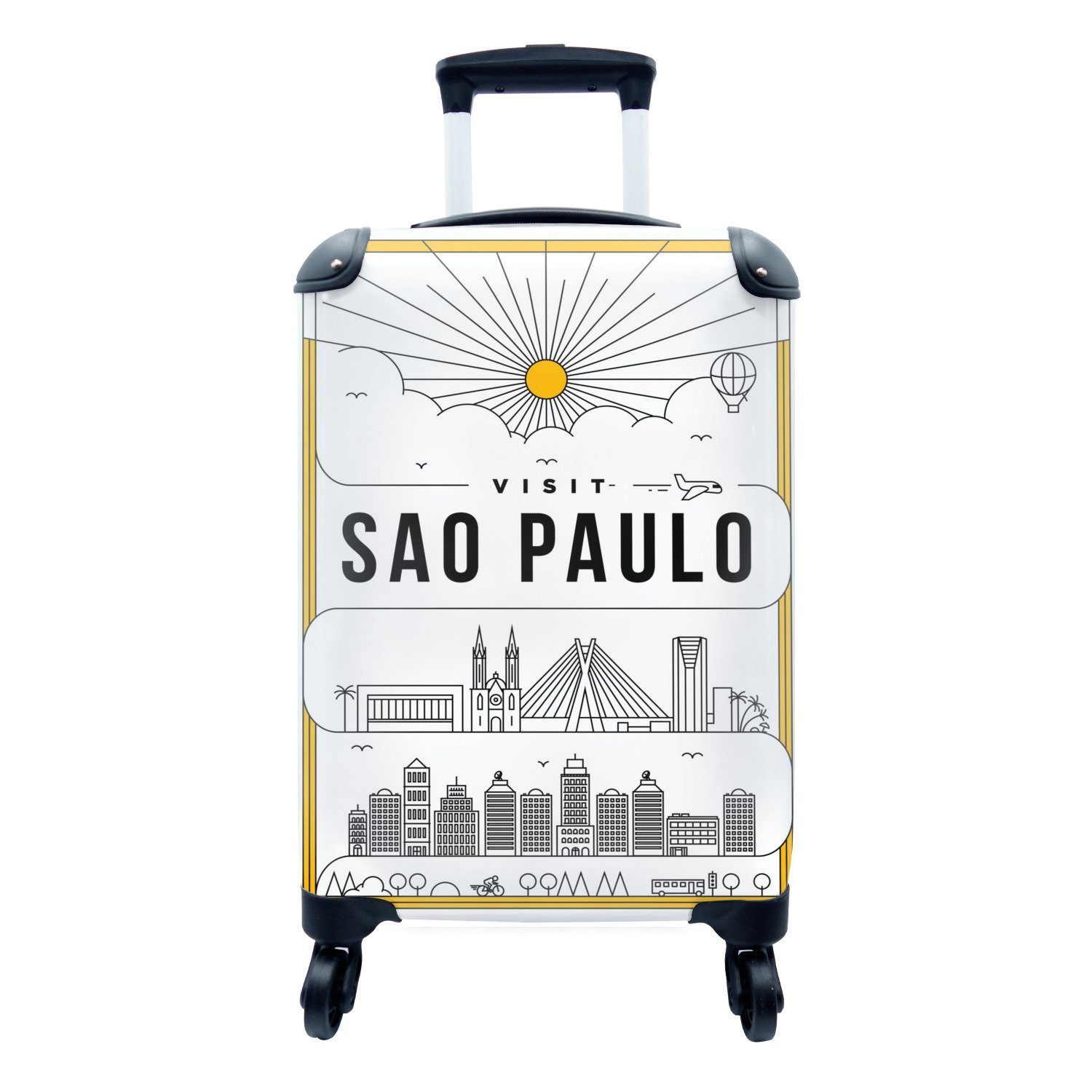 MuchoWow Handgepäckkoffer Sao Paulo - Ferien, - Brasilien Reisetasche Rollen, rollen, Skyline, Reisekoffer für Handgepäck 4 mit Trolley