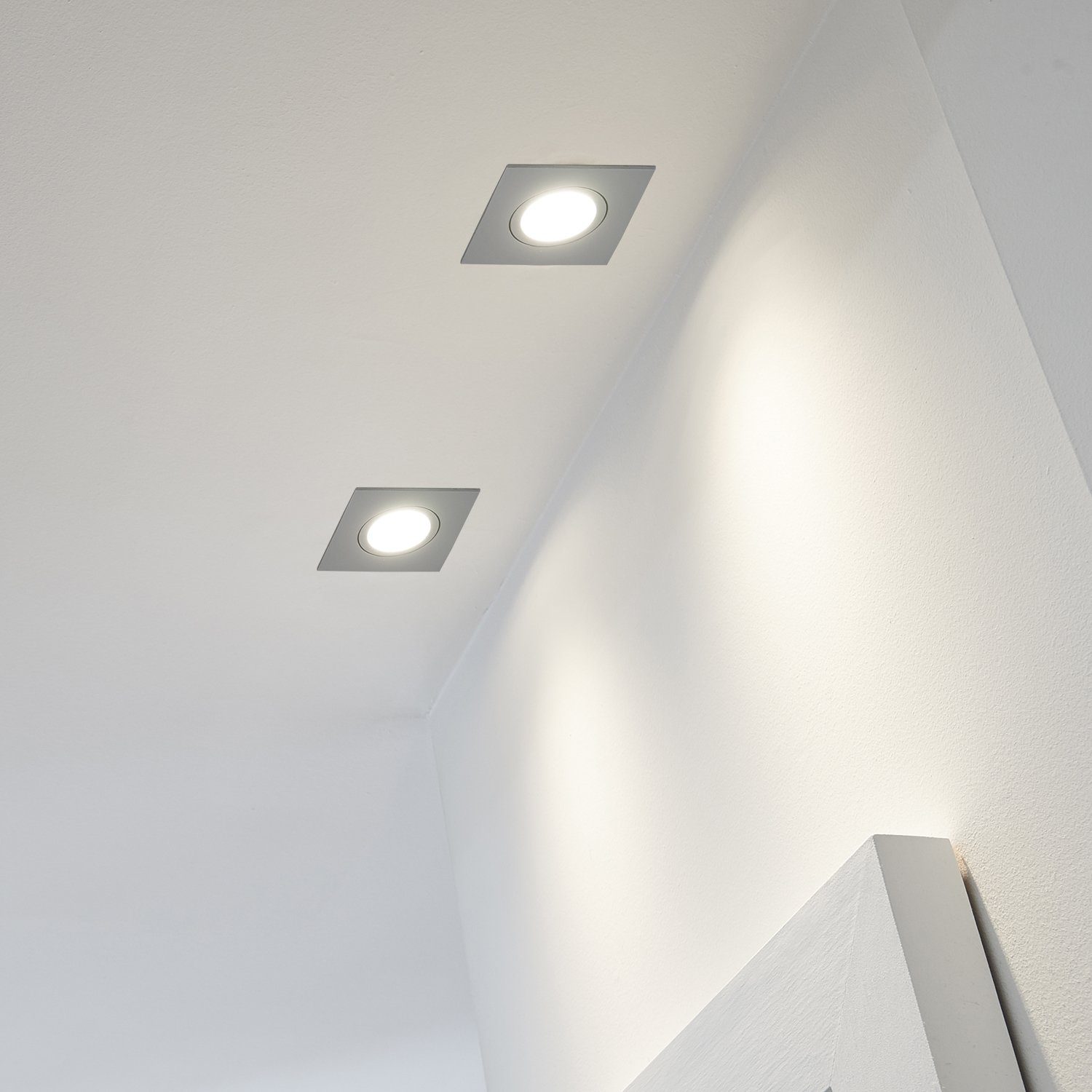 LEDANDO LED flach mit 10er Einbaustrahler aluminium extra gebürstet 5W Set in Einbaustrahler LED