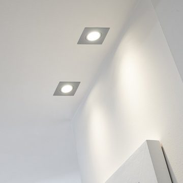 LEDANDO LED Einbaustrahler 10er LED Einbaustrahler Set extra flach in aluminium gebürstet mit 5W