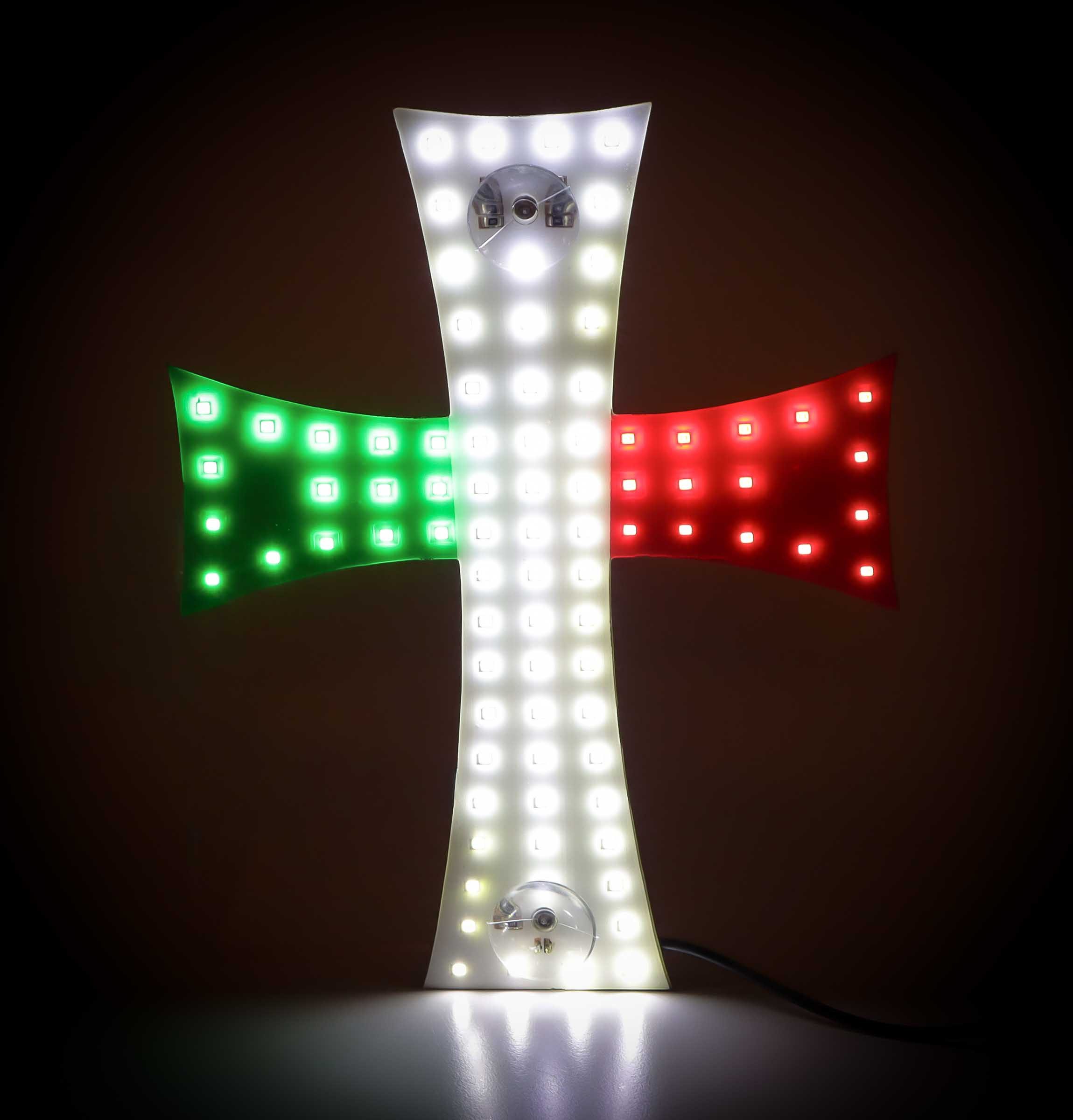 All Ride Dekofigur LKW LED-Kreuz, italienische Nationalfarben (Anschlusskabel mit USB-A-Stecker, LED Kreuz mit 84 weißen LEDs auf grün-weiß-rot), LKW Innenbeleuchtung
