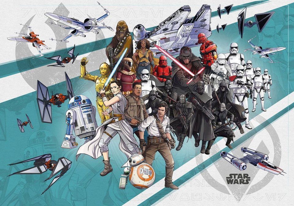 Komar Vliestapete Star Wars Cartoon Collage Wide, 400x280 cm (Breite x Höhe)