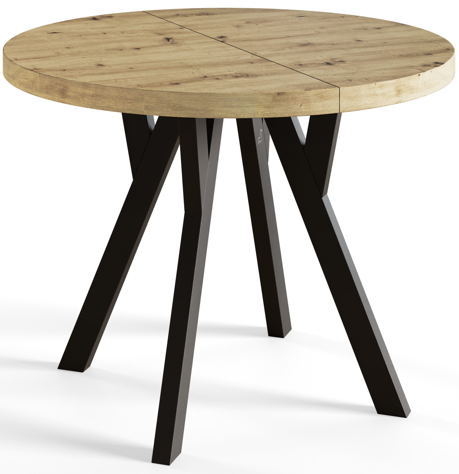 Alpi-Möbel Esstisch Wohnzimmertisch - Ausziehbarer runder Tisch 80-120 cm - Artisan Eiche, Ausziehbar, 2 x Einsatz 50 cm