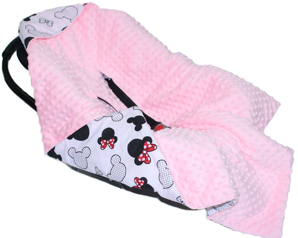 Babydecke Baby Wende Einschlagdecke MINKY mit Kapuze Babyschale Zweiseitig