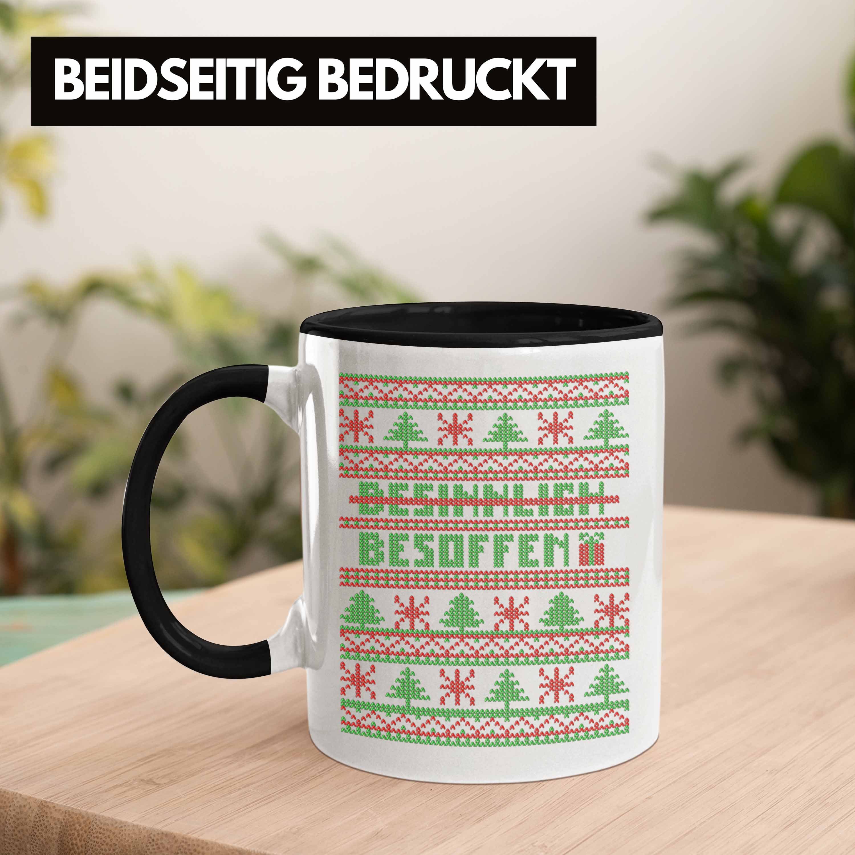 Weihnachtstasse Tasse Schwarz - Weihnachten Weihnachtstassen Tasse Frauen Becher Weihnachtsmarkt Besinnlich Tassen Trendation Männer Lustig Geschenk Glühwein Trendation