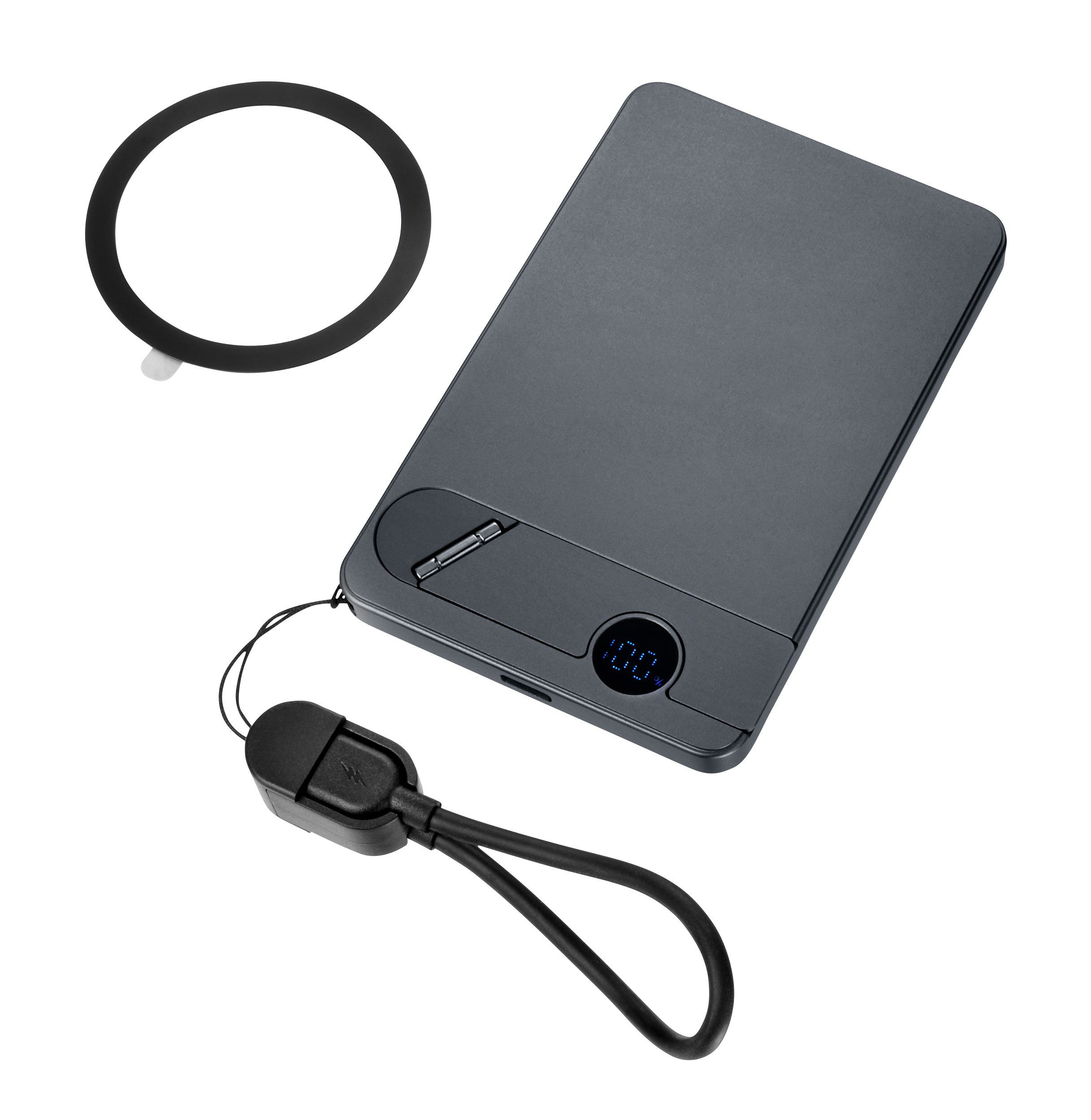 TROIKA STROMKONSERVE 5, MagSafe 5000mAh 3-in-1 kabelloses Laden 15W Powerbank, für Handy, Watch & Kopfhörer mit LED-Anzeige, Ständer & USB-C, fünn
