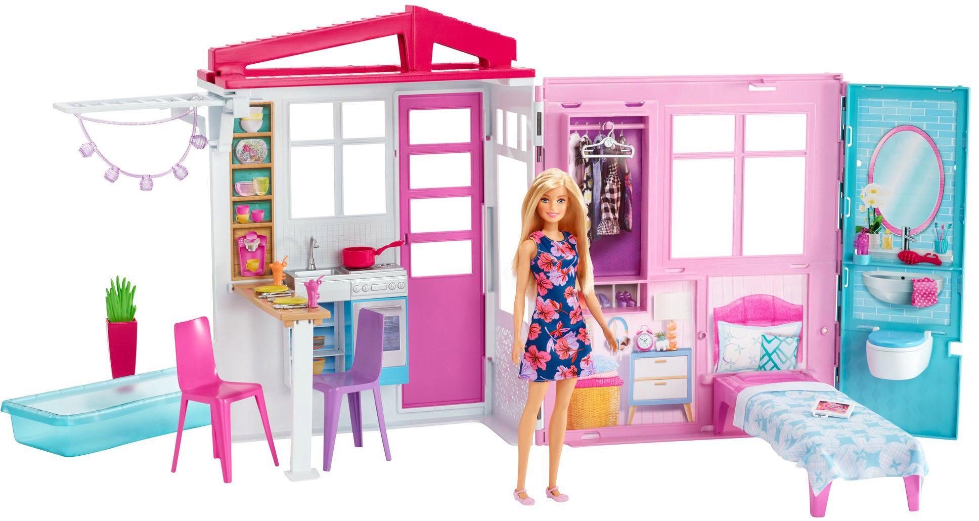 Image of Barbie Puppenhaus »Ferienhaus«, mit Möbeln und Puppe