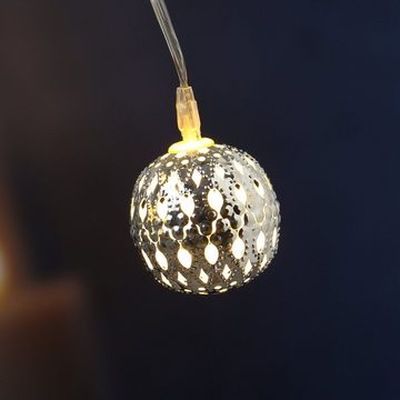 MARELIDA LED-Lichterkette LED Lichterkette 20 Kugeln Metallbälle orientalisch marokkanisch, 20-flammig