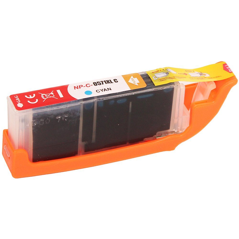 ABC Tintenpatrone (Kompatible Druckerpatrone für Canon 571XL CLI-571XL Cyan Pixma, 752 7753 TS 5050 5051 5052 5053 5055 6050 6051 6052 8050 8051 8052 805)