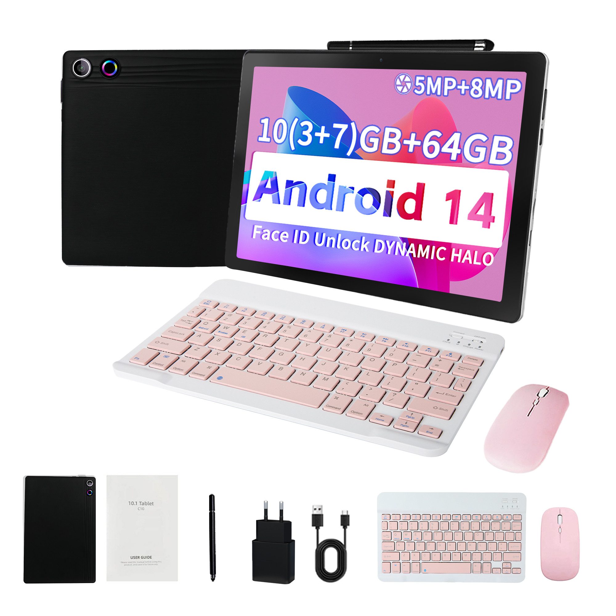 10 Zoll Android 14 Octa-Core, 1280x800 IPS HD, 64GB, 5G WiFi Tablet