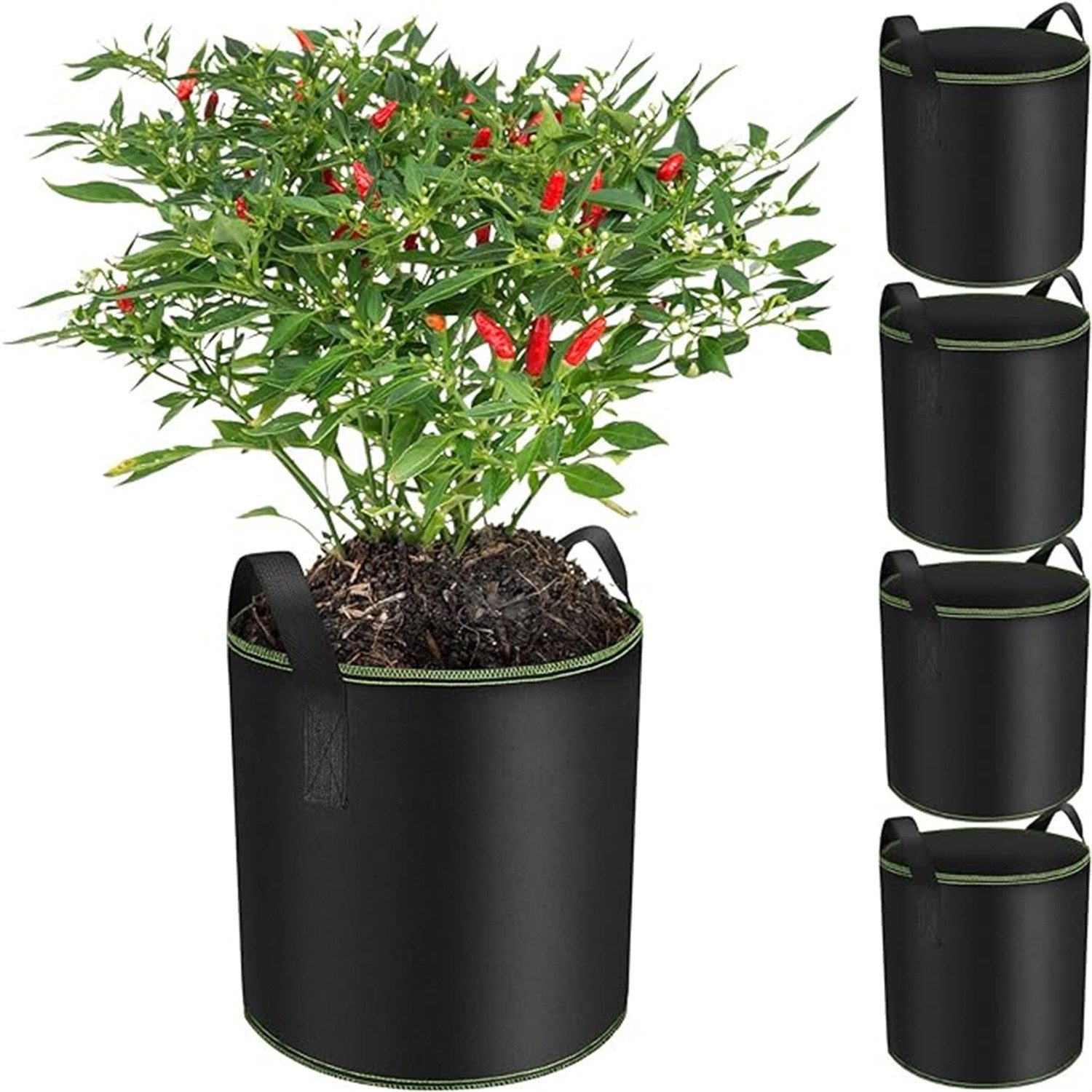 autolock Pflanzkübel 5 X 27L Pflanzsack aus Vliesstoff, 7 Gallonen Pflanzen Tasche (5 St)