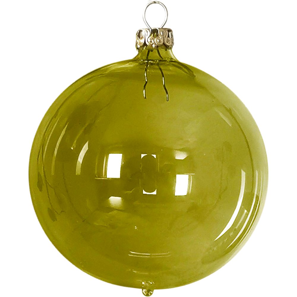 mundgeblasen moosgrün Weihnachtskugel-Set Glasdesign Weihnachtsbaumkugel (6 Thüringer St), transparent