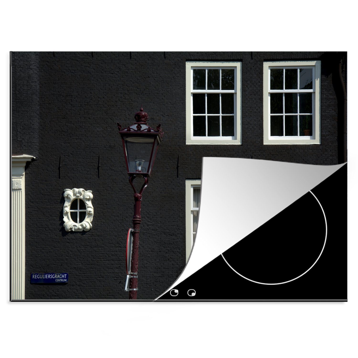 Amsterdam cm, Vinyl, (1 Dunkelheit, Mobile tlg), Herdblende-/Abdeckplatte Arbeitsfläche Ceranfeldabdeckung MuchoWow 70x52 - nutzbar, - Architektur