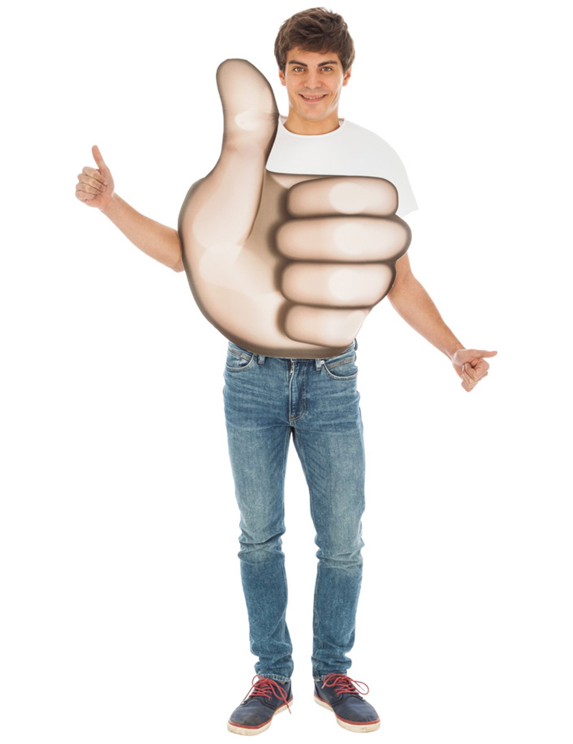 Kostüm Emoji-Kostüm Daumen hoch Faschingskostüm beige