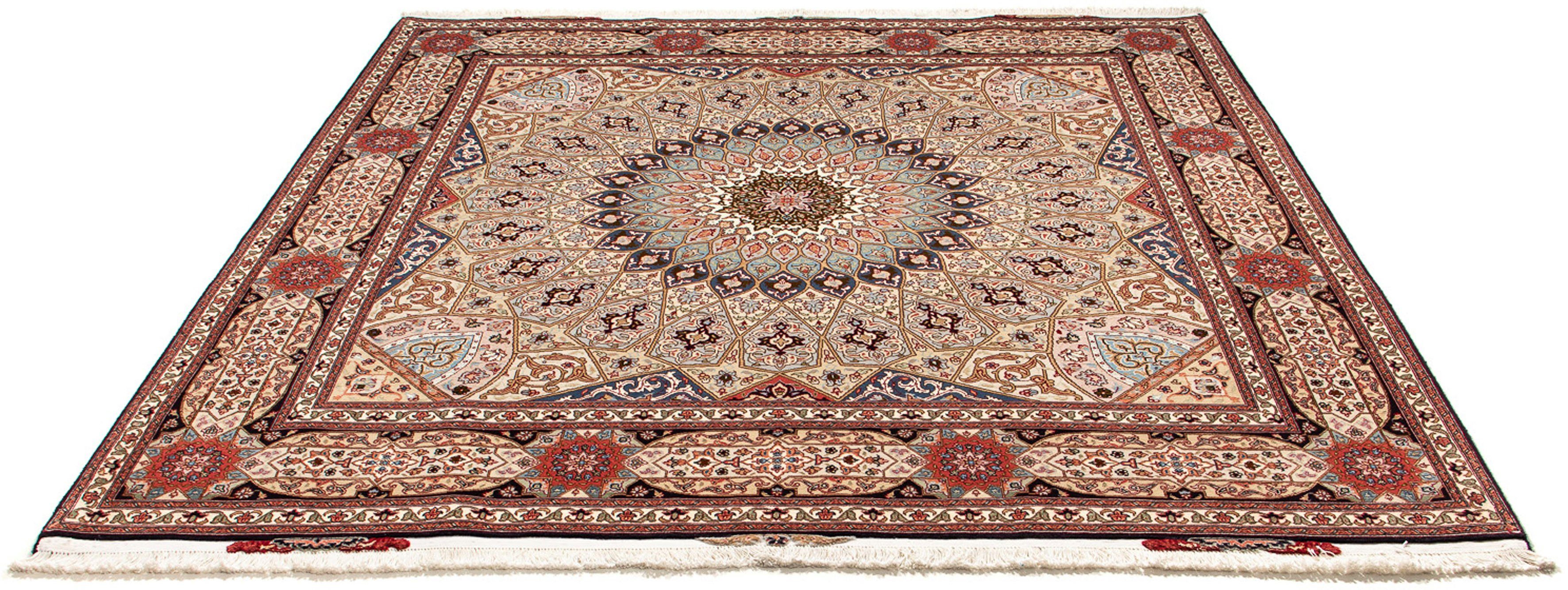 Orientteppich Perser - Täbriz - Royal quadratisch - 206 x 204 cm - mehrfarbig, morgenland, quadratisch, Höhe: 7 mm, Wohnzimmer, Handgeknüpft, Einzelstück mit Zertifikat