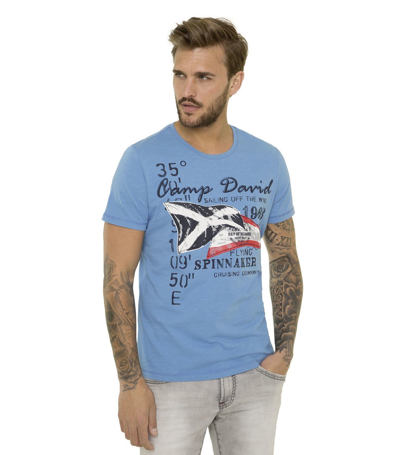 Camp David T Shirt CAMP DAVID TShirt mit Badge auf dem rechten Arm