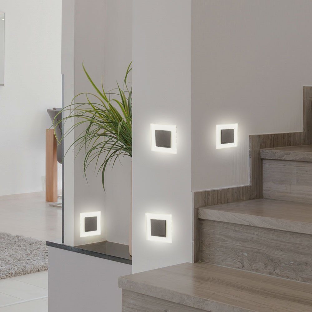 etc-shop verbaut, Wohn Zimmer Haus Warmweiß, fest LED-Leuchtmittel Zier LED LED Einbaustrahler, Wand Treppen Beleuchtung Stufen Lampe