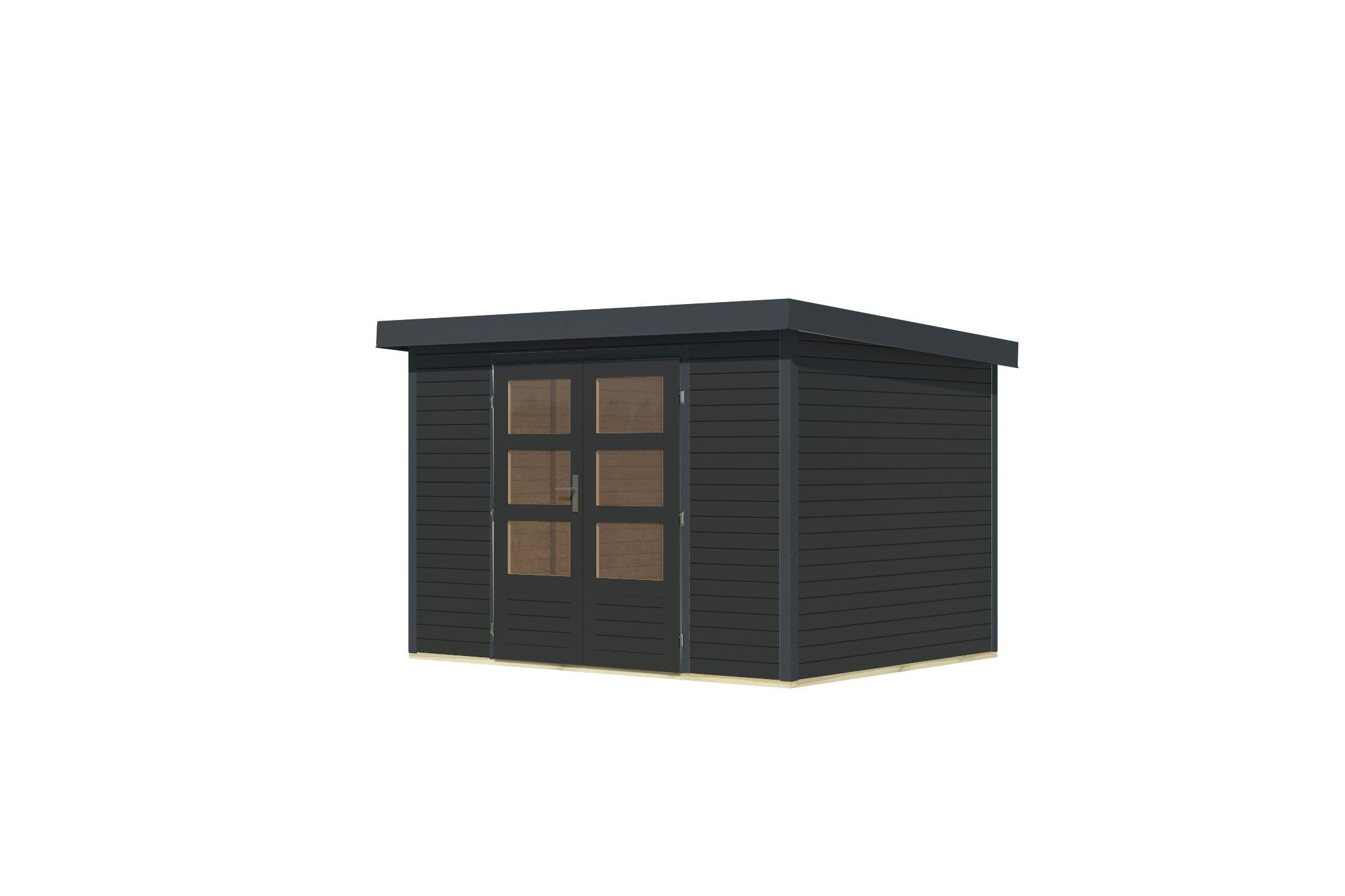 Karibu Gartenhaus Gartenhaus Hollywood in versch. Größen und Farben, opt. mit Anbaudach, BxT: 298x213 cm, (1 Stück, Gartenhaus Hollywood XXL, anthrazit), Größe XXL, anthrazit