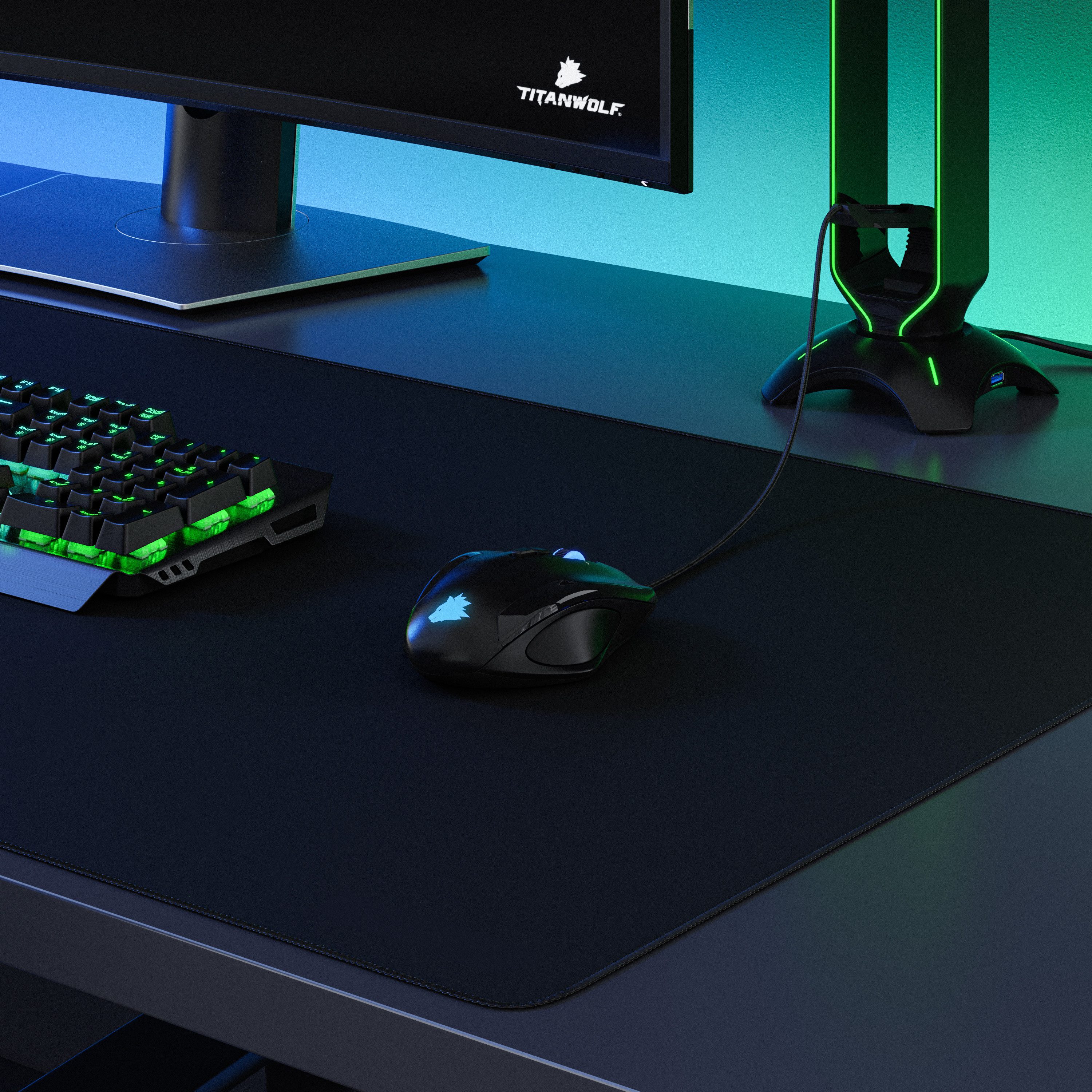 Titanwolf Gaming Mauspad extralarge Mousepad 900 x 500 x 3 mm, wasserabweisend (1-St), XXL Tischunterlage, Gummiunterseite rutschfest, strapazierfähig – Bild 4 von 5
