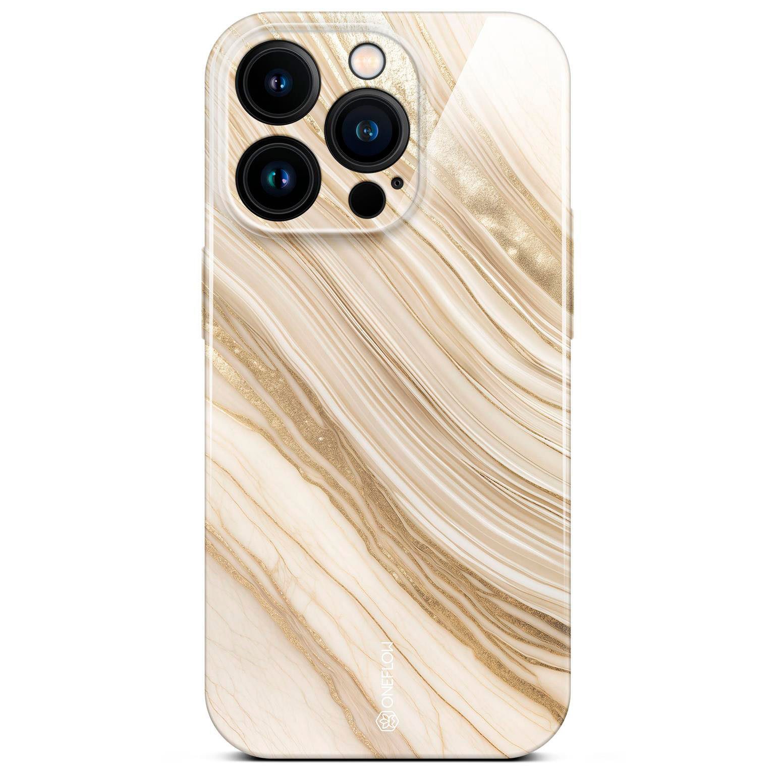ONEFLOW Handyhülle für iPhone 14 Pro Hülle Marmor Bliss Cover Gold Beige 6,1 Zoll, Handy Schutz Backcover Handytasche Case Schutzhülle mit Kameraschutz