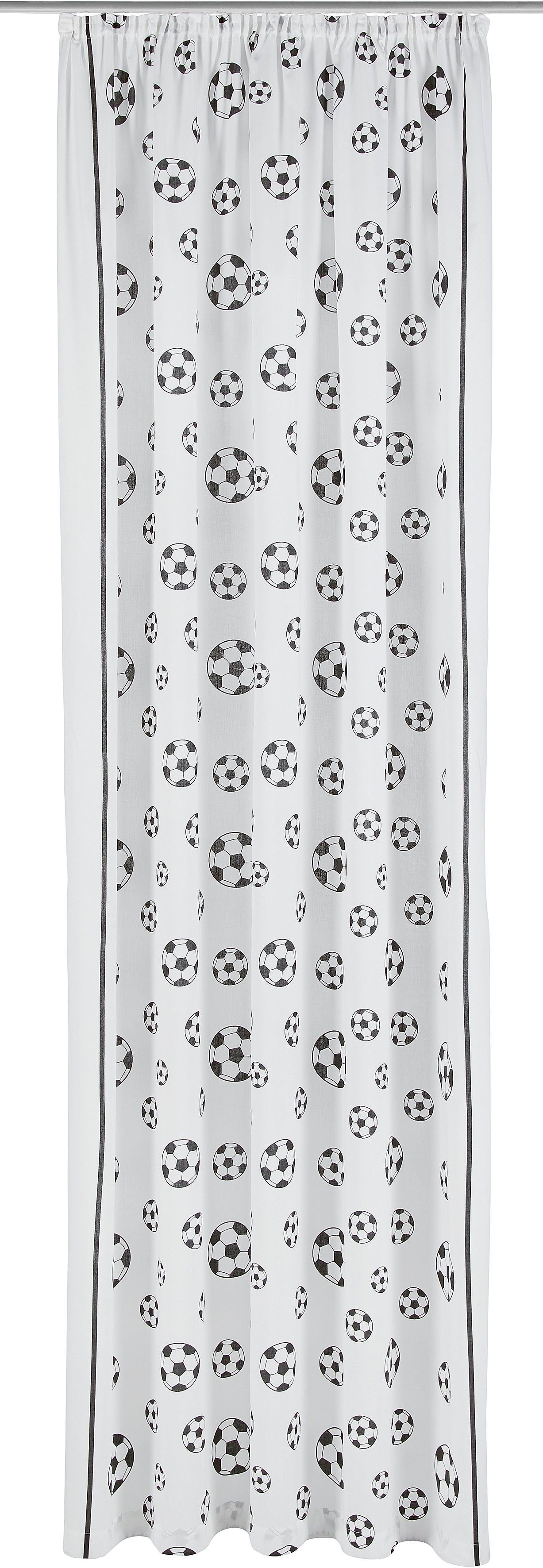 Football, St), (1 Kräuselband Gardine Polyester Lüttenhütt, halbtransparent,