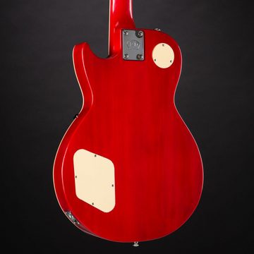 J & D E-Gitarre, LS100 Singlecut E-Gitarre mit zweiteiliger Ahorndecke in Cherry Sunburst, Humbucker Tonabnehmern, Tune-O-Matic Brücke und Mechaniken im Kluson-Style, LS100 Singlecut E-Gitarre, Ahorndecke Cherry Sunburst, Humbucker Ton