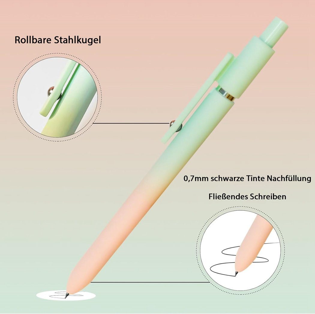 Stifte Gelstifte, für süße TUABUR Schreibstifte, Damen 5er-Pack Gelschreiber mittelweiche