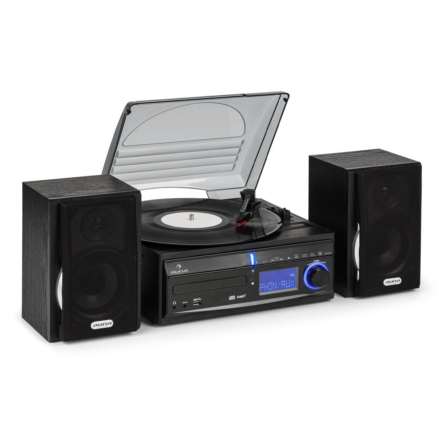 Auna DS-2 Stereoanlage (2 W, USB- und SD-Eingänge zum direkten Abspielen von MP3-Songs)