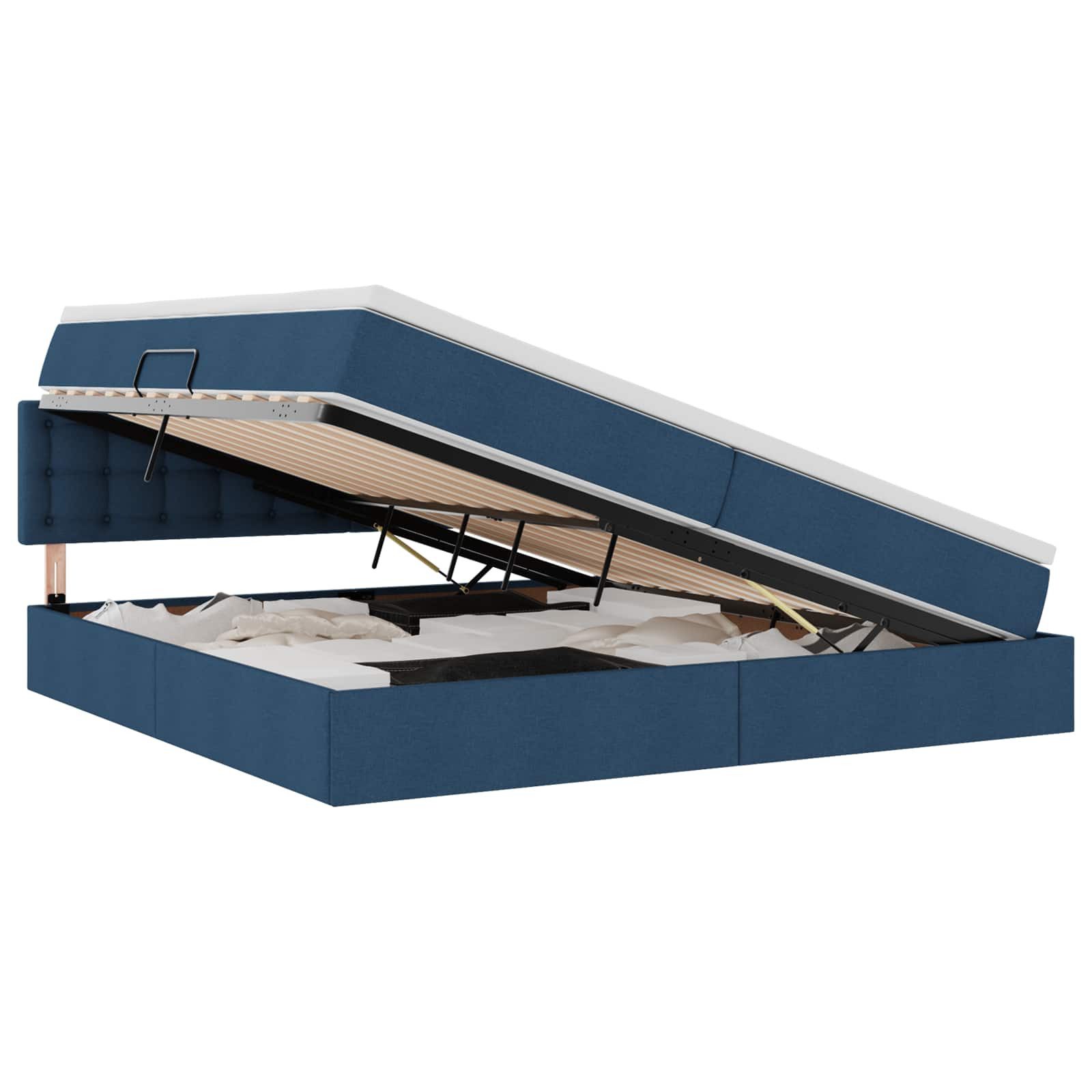 Bett LED-Speicherbett mit Matratze Blau 200 x 200 cm Stoff