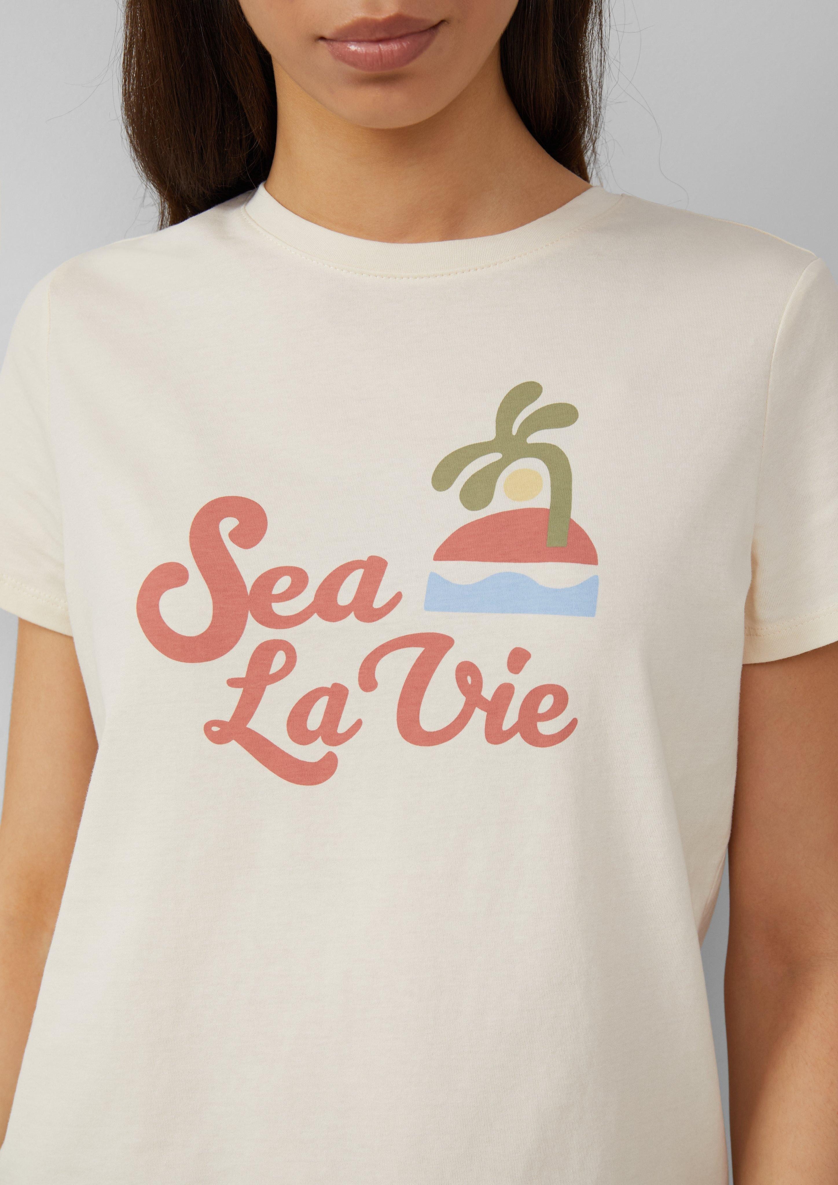 QS Kurzarmshirt Baumwollshirt mit Frontprint günstig online kaufen