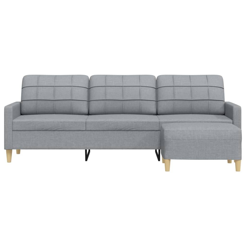 vidaXL Sofa 3-Sitzer-Sofa mit Hocker Hellgrau günstig online kaufen