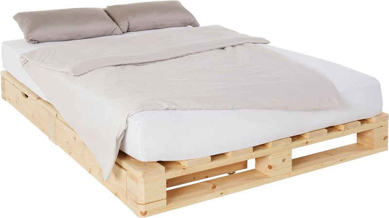 Home affaire Palettenbett »Alasco«, inkl. Bettkasten aus massiver Kiefer, inklusive einem bzw. zwei Bettschubkästen