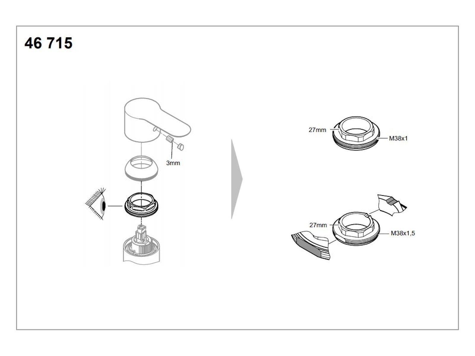 Grohe Armaturkartusche Befestigungsring Schraubring - 46715000