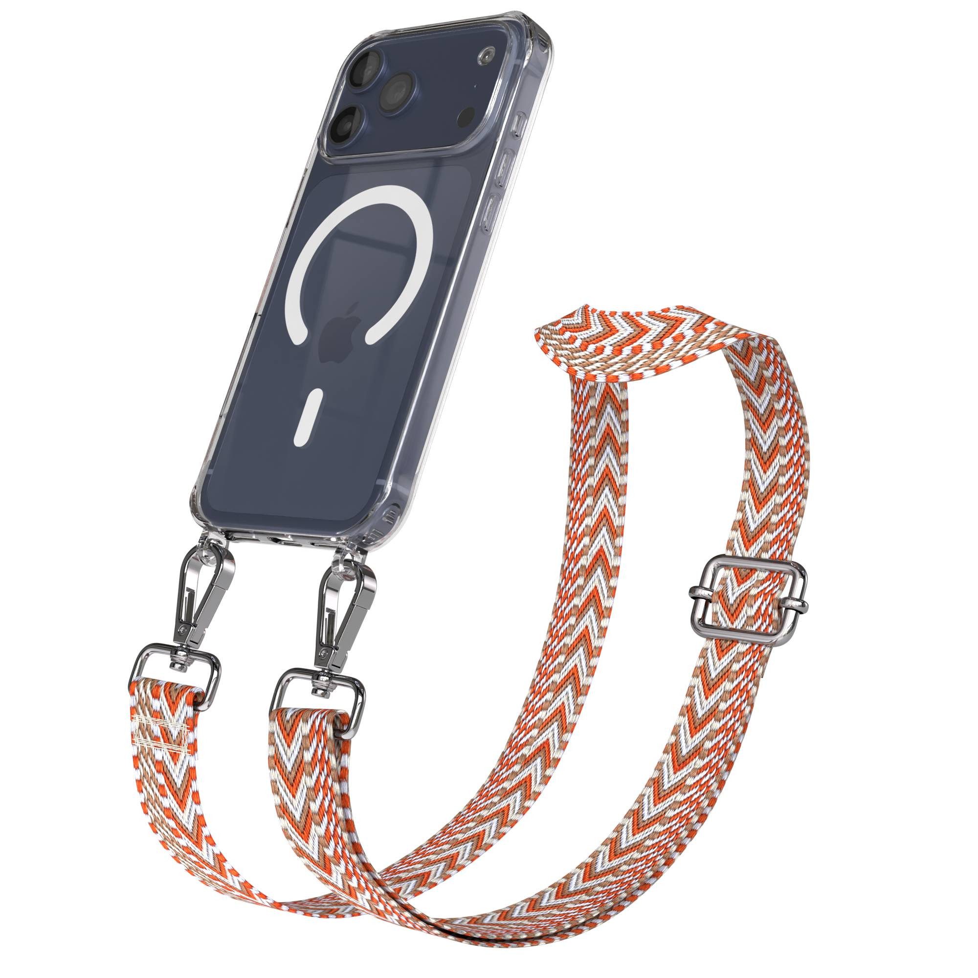 EAZY CASE Handykette Umhängeband MagSafe Hülle für Apple iPhone 17 Pro Max 6,9 Zoll, Backcover Handyhülle zum Umhängen Ersatzkordel Handy Tasche Orange