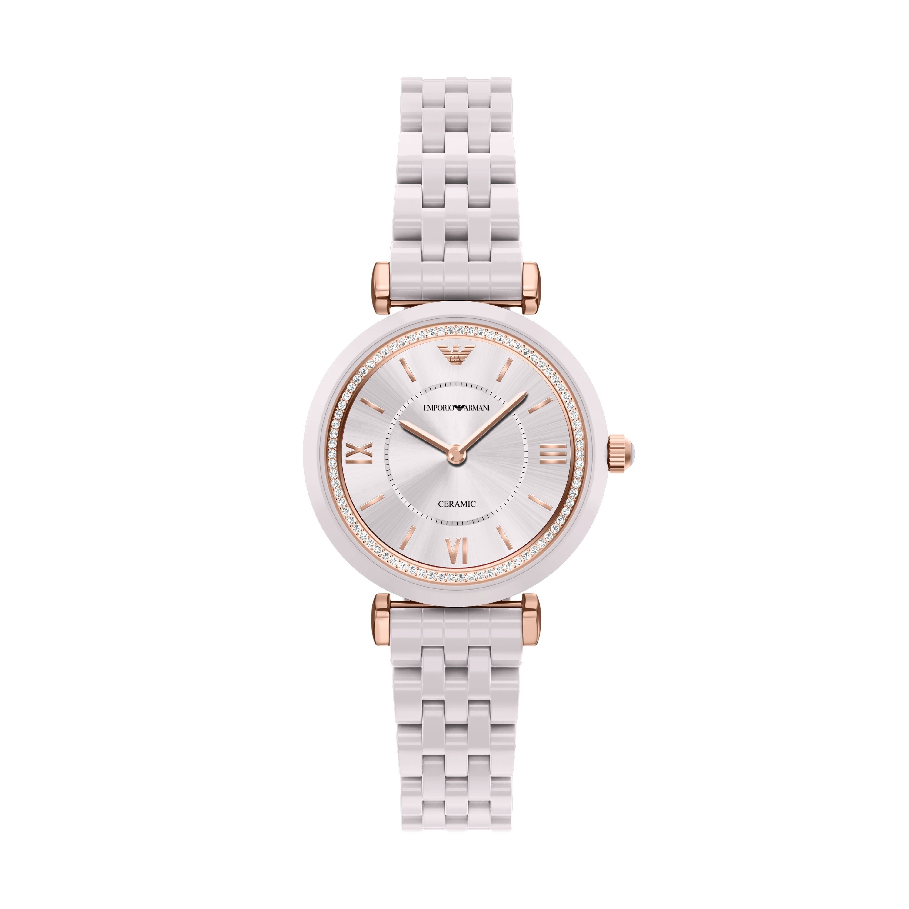 Emporio Armani Quarzuhr AR70019, Armbanduhr, Keramik, analog, Glassteine