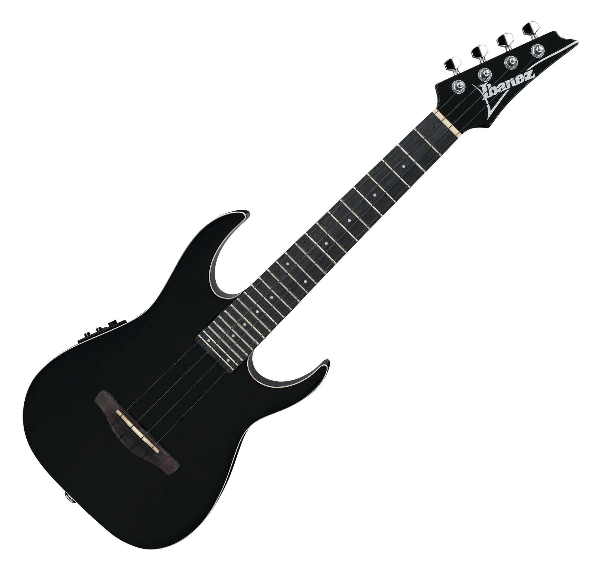 Ibanez Ukulele Ibanez URGT100-BK Tenor Ukulele Black, Mini, 4-Saiter Tenor Ukulele mit Preamp und Tonabnehmer