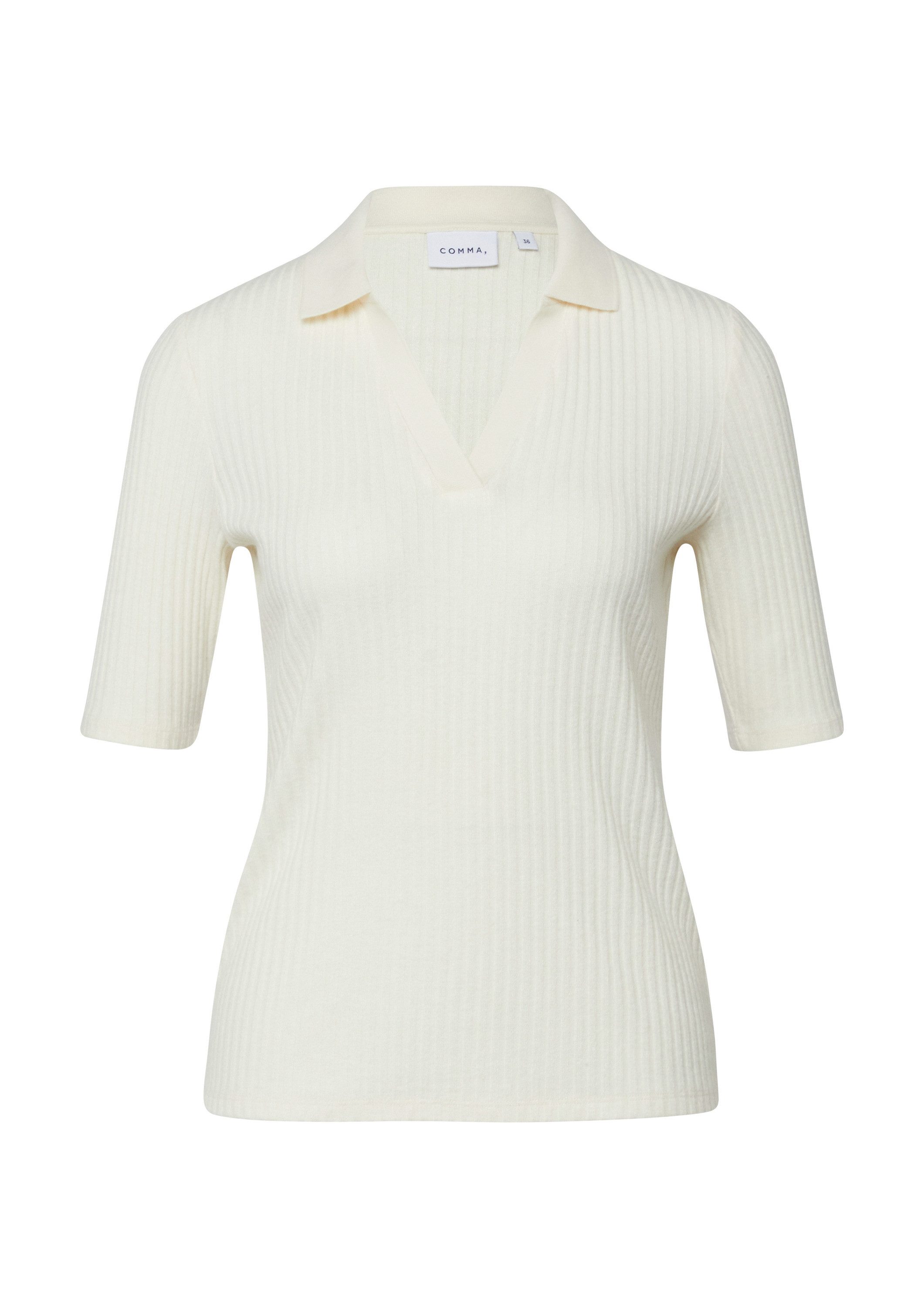 comma Kurzarmshirt T-Shirt Softes Poloshirt mit Rippstruktur günstig online kaufen