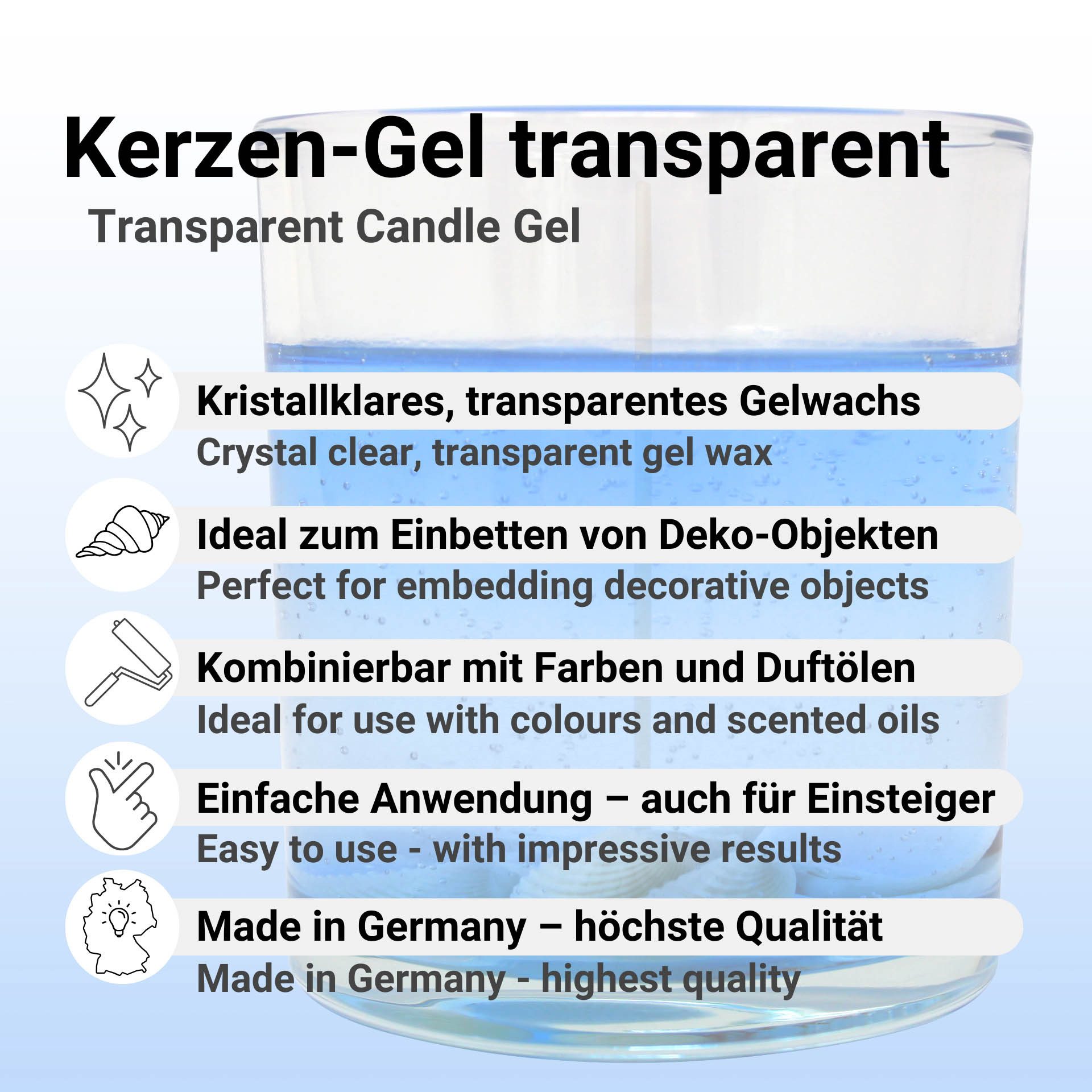 DistrEbution Duftkerze Kerzen-Gel transparent 300g-17kg Gelwachs, günstig online kaufen