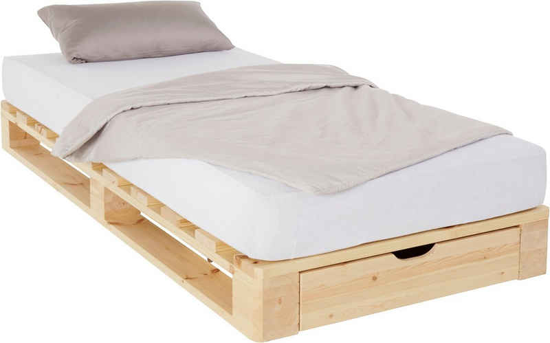 Home affaire Palettenbett »Alasco«, inkl. Bettkasten aus massiver Kiefer, inklusive einem bzw. zwei Bettschubkästen