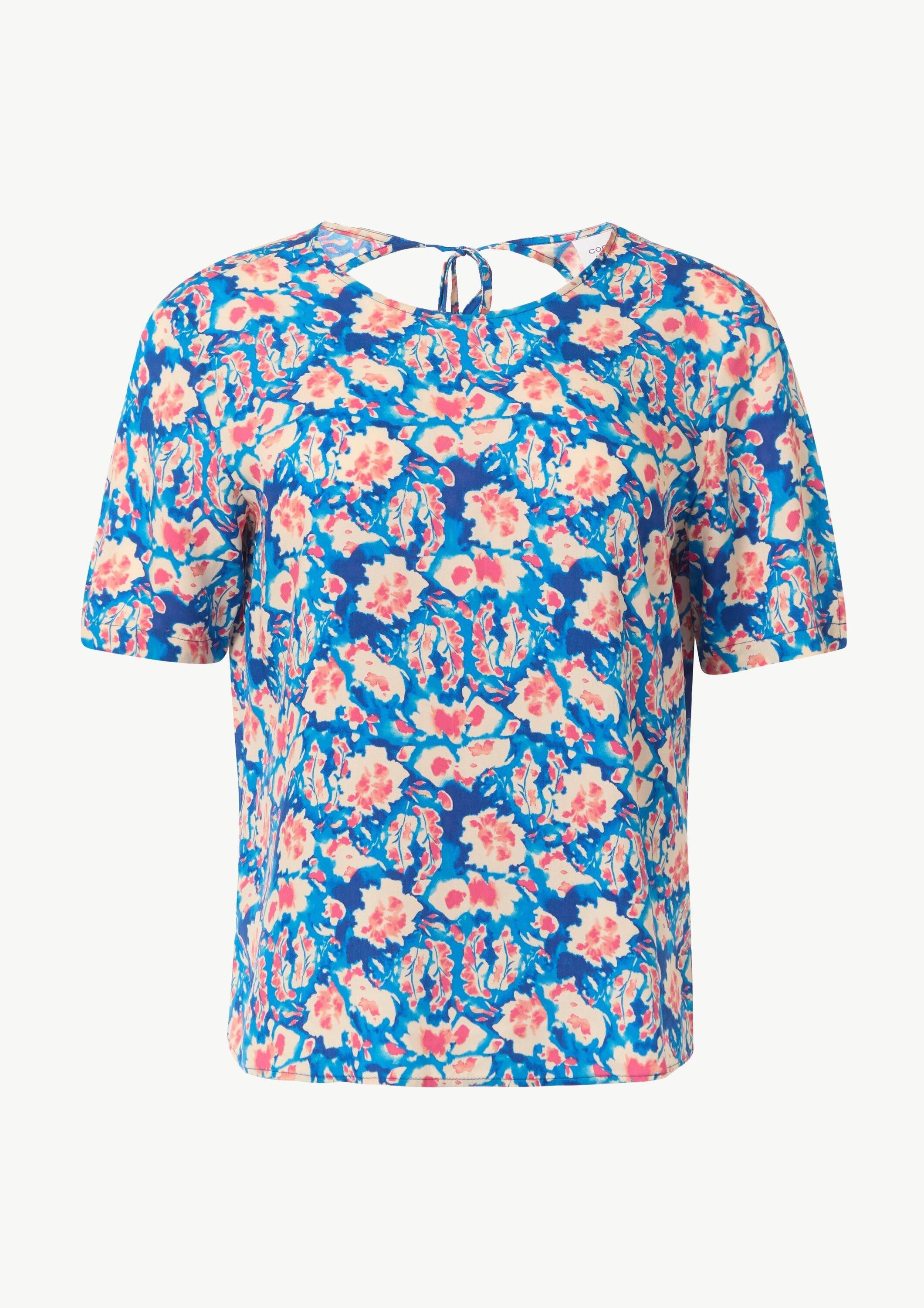 comma Kurzarmbluse Bluse Blusenshirt mit Cut-out