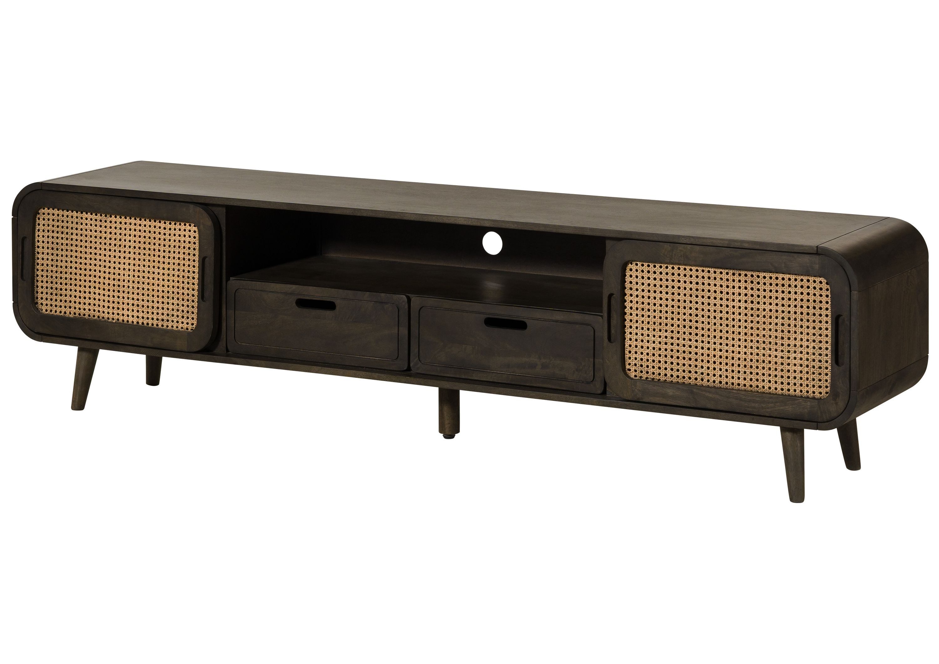 Massivmoebel24 TV-Board VALENCIA (Massivholz), Mango 200x40x50 dunkelgrau lackiert VALENCIA #223