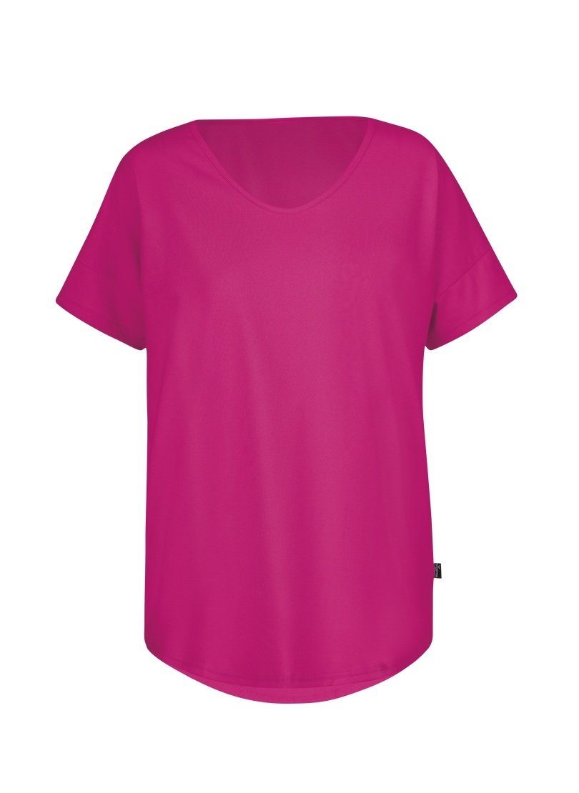 Trigema mit V-Ausschnitt TRIGEMA T-Shirt hibiskus T-Shirt Oversize