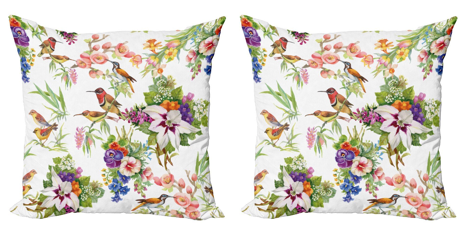 Modern Exotische Frühlingsblumen Accent Kissenbezüge Stück), Digitaldruck, (2 Doppelseitiger Abakuhaus Blumen