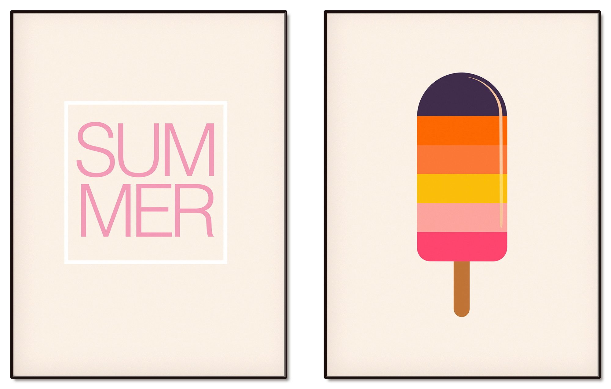 OTTO home Wandbild Summer & Ice, Symbole, Zeichen (2 St), als Poster oder Leinwandbilder Set