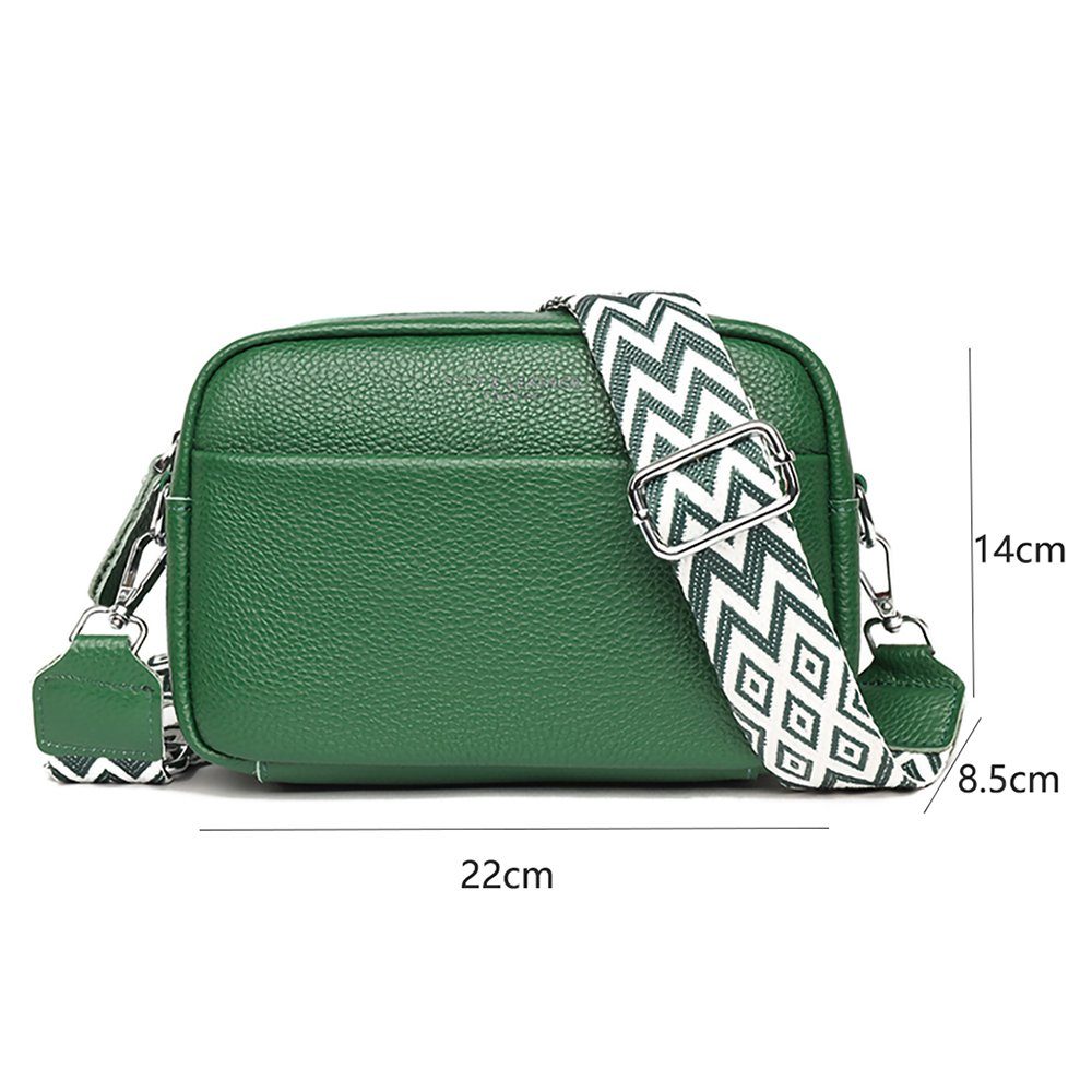 GelldG Grün mit Umhängetasche Bag breitem Schultergurt Handtasche Umhängetasche Crossbody