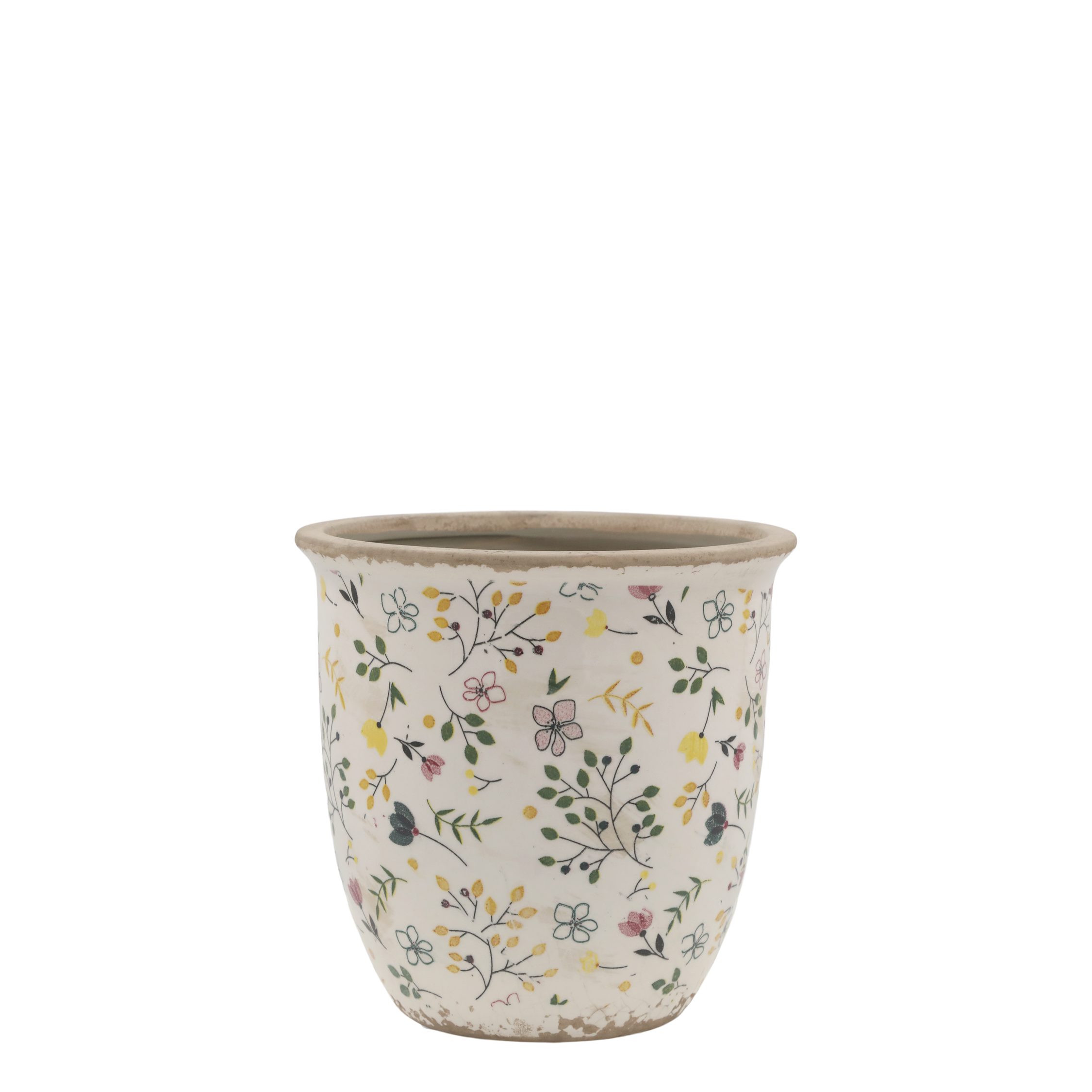 Chic Antique Übertopf Cavaillon Übertopf m. Blumenmotiv H14,5/D14,5 cm crem günstig online kaufen