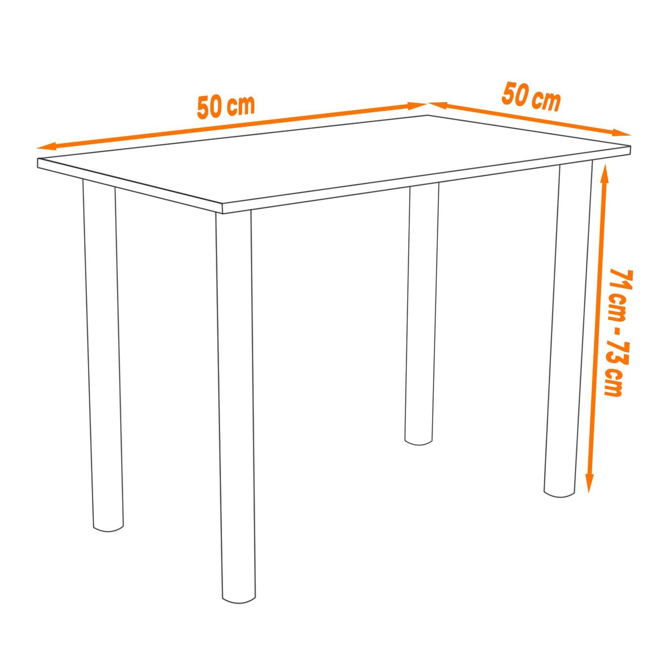 AKKE Esstisch, Esszimmertisch mit weißen PVC Beinen Bürotisch 2mm Küchentisch Hellgrau